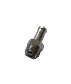Carburetor Inlet Fitting, 5/8-18 in. Inverted Flare, 3/8 in. Hose Barb, Steel, Chrome
