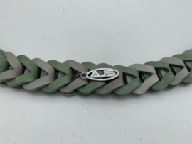 Lederen honden riem Stone/moss
