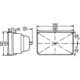 Hella koplamp 200X142 met stadslicht