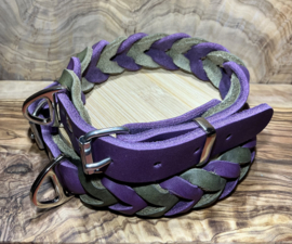 Hondenhalsband leer Berry-army green