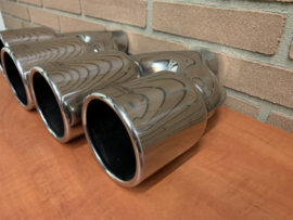 Set Uitlaat Sierstuk RVS Dubbel Rond versprongen – 2 x 89 mm