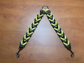 Leren duo  honden riem brown/yellow
