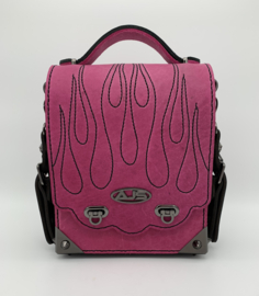 Handtas hotpink flame black schoudertas