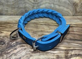 Hondenhalsband leer Sea blue