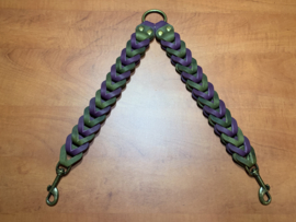 Leren duo honden riem berry/army green