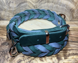 Hondenhalsband leer Grey/green