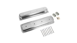 Valve Covers, Stock Height, Cast Aluminum, Polished, Centerbolt, Chevy, Small Block