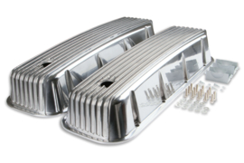 Valve Covers, Cast Aluminum, Polished, Finned Top, Chevy, Big Block, Pair