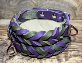 Hondenhalsband leer Berry-army green