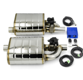 RVS Kleppen dempers set links + rechts met elektrische klep en besturing 2,5 inch