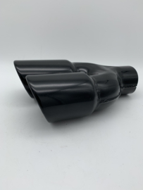 Uitlaat sierstuk black coated rvs dubbel 3 inch