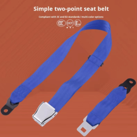 2 Point Airplane Buckle Lap Seat Belts Blue