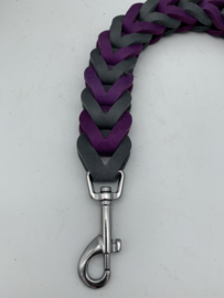 Lederen honden riem Purple/grey
