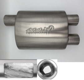 MAX Spiral Straight Flo Performance rvs uitlaat demper 2,5 inch