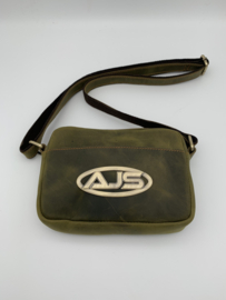 Handtas Mat olive green  messenger shoulder/crossbody bag 100% leer