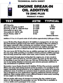 Lucas Engine break-in oil 473ml verpakking