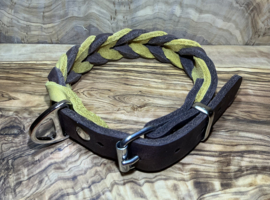 Hondenhalsband leer brown/yellow