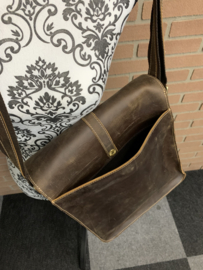 Lederen tas vintage schouder tas 100% leer
