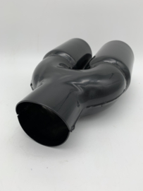 Uitlaat sierstuk black coated rvs dubbel 3 inch