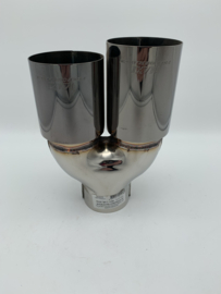 Sierstuk black pearl RVS Dubbel Rond – versprongen – 2 x 76 mm