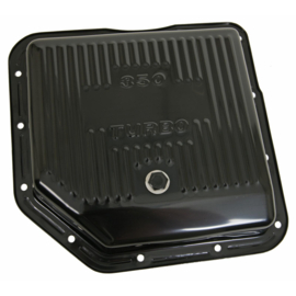 Transmission Pan, Stock, Steel, Black Powdercoated, Finned, TH350, Buick, Chevy, GMC, Olds, Pontiac