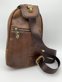 Bodytas bruin leren crossbody bag 100% leer