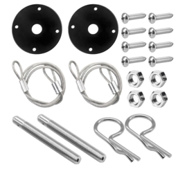 Hood pin kit Zwart. Motorkap snel sluiting