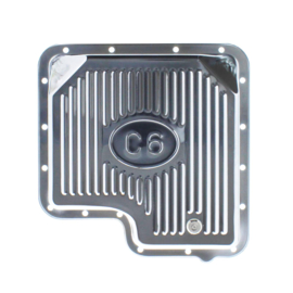 Transmission Pan, Stock, Steel, Chrome, Finned, Ford, C6