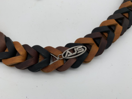 Lederen honden riem Brown/cognac/black