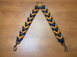 Leren duo honden riem Orange/navy blue