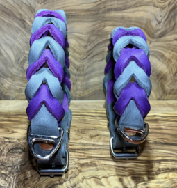 Hondenhalsband leer Purple/grey