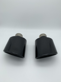 RVS black ovaal uitlaat sierstukken set links en rechts