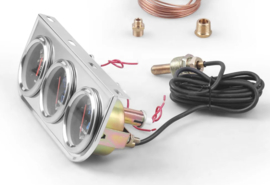 3 meter set oliedruk,temp,amps chroom/zwart analoog
