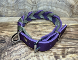 Hondenhalsband leer Berry-army green