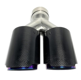 Universal Carbon Fiber Dual Exhaust Tip (Size : 63MM IN-101MM OUT)