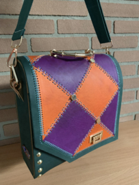 Handtas purple / orange classic green  schoudertas