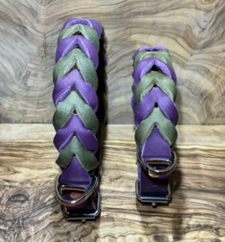 Hondenhalsband leer Berry-army green