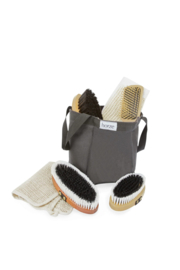 Houten poetsset met tas