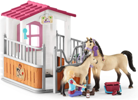 Paardenbox  Arabische Paarden en verzorgster