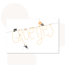 Ansichtkaart Spinnetjes - Groetjes