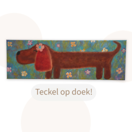 Teckel op doek - 20 x 60 cm