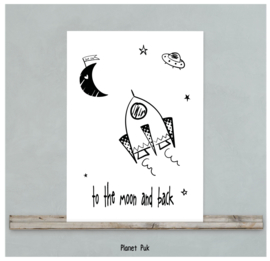 A4 Poster/ kaart Raket - love you to the moon...