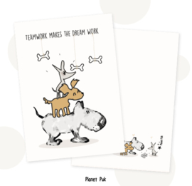 Deco kaart hondjes - teamwork | A5 formaat!