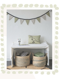 T-Rex kussen kinderkamer | 30x40 cm | Olijfgroen