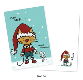 Kerstkaart - Kat & muis