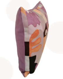 Sierkussen Lila Fantasie | Mauve, Lila, Oranje | 30 x 50 cm | Handgemaakt