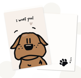 Wenskaart Bulldog - I woef you!