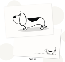 Wenskaart Fred de Hond (Basset) - Blanco