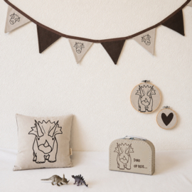 Kussen Terry Triceratops | Beige / Donkerbruin | 30 x 30 cm