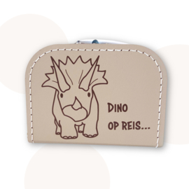 Kinderkoffertje Terry Triceratops | Dino op reis | Beige
